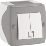 Вимикач двоклавішний накладний Mono Electric OCTANS IP20 сірий