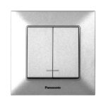 Вимикач двоклавішний з підсвіткою Panasonic Arkedia Slim срібло