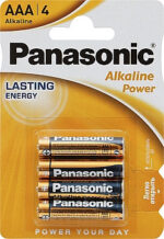 Батарейка ААА лужна PANASONIC Alkaline 1.5v, мізинчикові батарейки LR03 ААА (4шт/блістер)