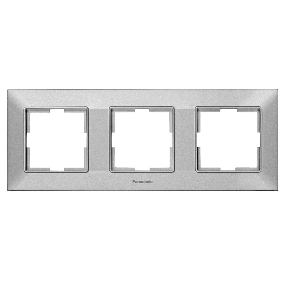 3924927074_ramka-dlya-rozetki.jpg Рамка для розетки 3 поста Panasonic Arkedia Slim серебро горизонтальная — изображение 1
