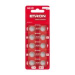 Батарейка AG10 лужна Etron Mega Power, батарейка LR1130 таблетка аг 10 (10 шт/блістер)
