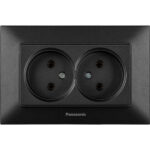 Розетка чорна подвійна Panasonic Arkedia Slim без заземлення