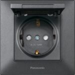 Розетка з кришкою Panasonic Arkedia Slim димчаста та захистом від дітей