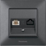 Розетка мережева RJ45 Panasonic Arkedia Slim WNTC04052DG-UA CAT5e димчаста