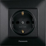Розетка чорна із заземленням Panasonic Arkedia Slim