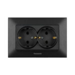 Розетка чорна подвійна із заземленням Panasonic Arkedia Slim