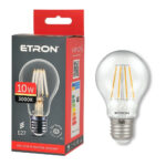 Філаментна світлодіодна лампа ETRON 10W E27 A60 3000K (1-EFP-107)