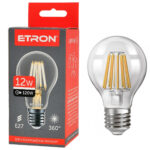 Філаментна світлодіодна лампа ETRON 12W E27 A60 4200K (1-EFP-106)