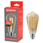 Декоративна LED лампа ETRON 7W E27 ST64 2700K золота колба (1-EFP-163)