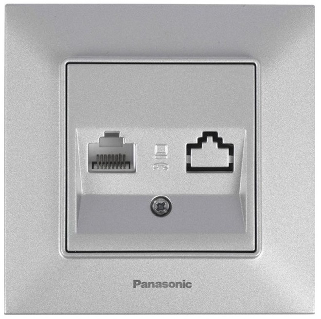 6496900194_rozetka-internet-rj45.jpg Розетка интернет RJ45 Panasonic Arkedia Slim CAT5e серебро — изображение 1