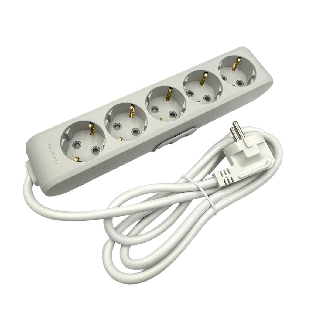 6587881235_udlinitel-5-gnezd.jpg Подовжувач Panasonic X-tendia 2м 5 розеток із заземленням WLTB04522GR-UA