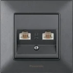 Розетка комп'ютерна подвійна Panasonic Arkedia Slim WNTC04062DG-UA димчаста RJ45 CAT6e