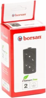 Колодка подовжувача 2 гнізда Borsan BR-1572-0 із заземленням чорна - Зображення 3