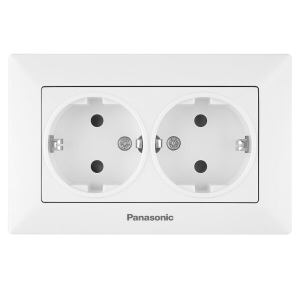 Розетка подвійна з заземленням Panasonic Arkedia Slim біла WNTC02052WH-UA